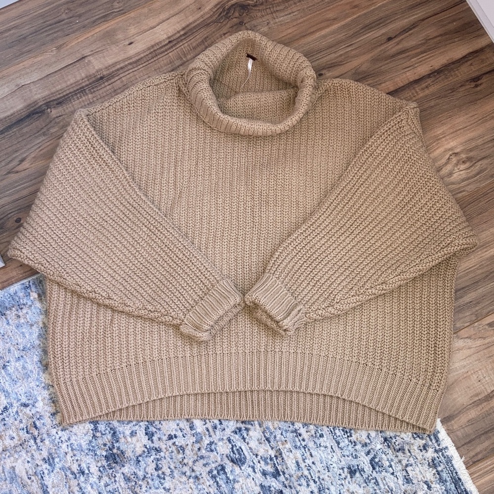 #17. 🆕 NWOT - Free People - Cozy Oversized Brown Turtleneck Sweater